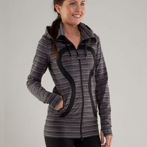 Lululemon Stride Hooded Zip Up Striped Women's Jacket Hood Size 6